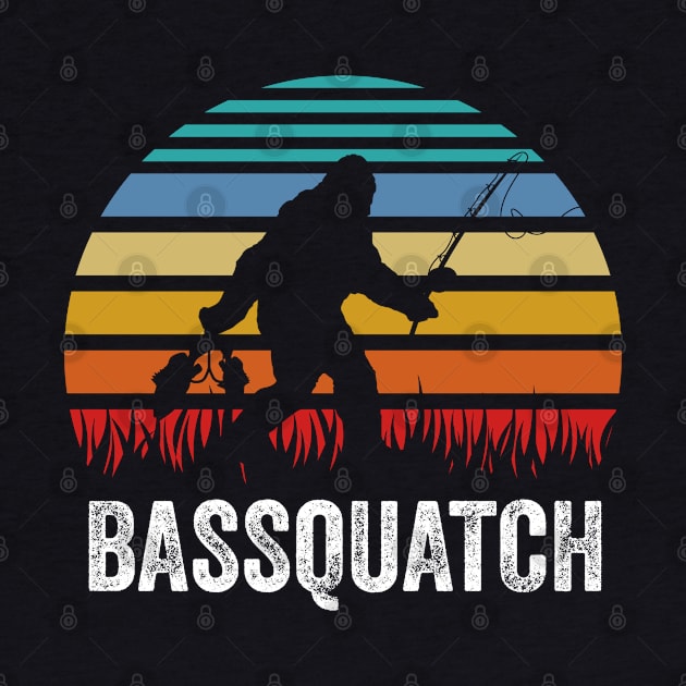 Bassquatch Bass Fishing Sasquatch Vintage Gift by swissles